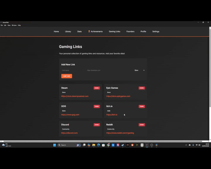 Detailed Gaming Stats Demo